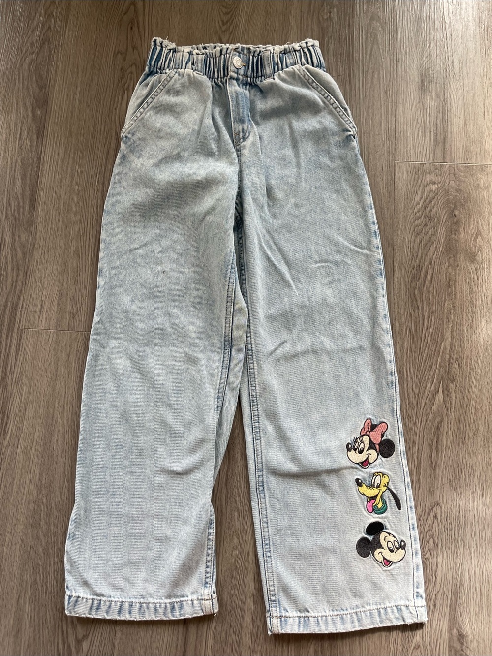 Disney  X H&M girls wide leg embroidered jeans